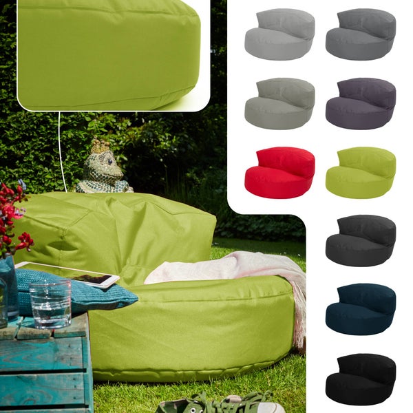 Green Bean Sitzsack Sofa mit Füllmaterial - Lounge im Sitzsack-Design 90x50cm mit ergonomischer Rückenlehne & waschbarem Bezug - Indoor und Outdoor geeignet in Grün
