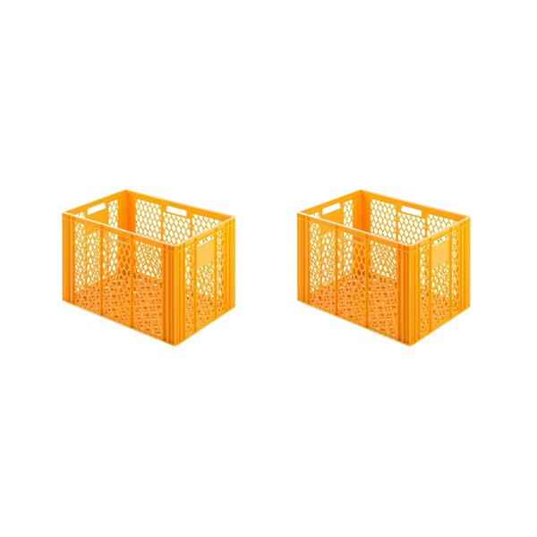 PROREGAL SuperSparSet 2 x Eurobehälter Bäcker- und Konditorenkasten HxBxT 42,1 x 40 x 60 85 Liter Gelb-Orange Brötchenkiste Sstapelbare Bäckerkiste
