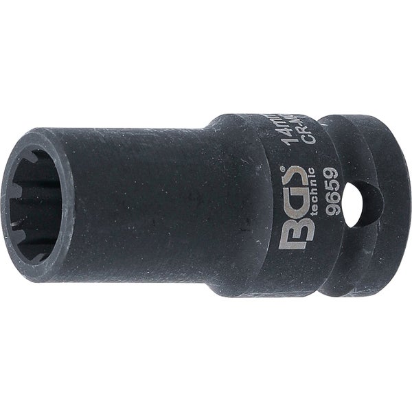 BGS technic Kraft-Steckschlüssel-Einsatz, 14 Millimeter, 12,5 Millimeter 1/2 Zoll Antrieb, Chrom-Molybdän-Stahl, geeignet für Audi Bremssattel.