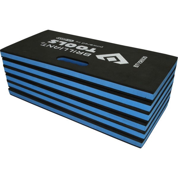 Rechteckige Kniematte aus Schaumstoff von Brilliant Tools mit Griffmulde und mehrschichtigem Aufbau.