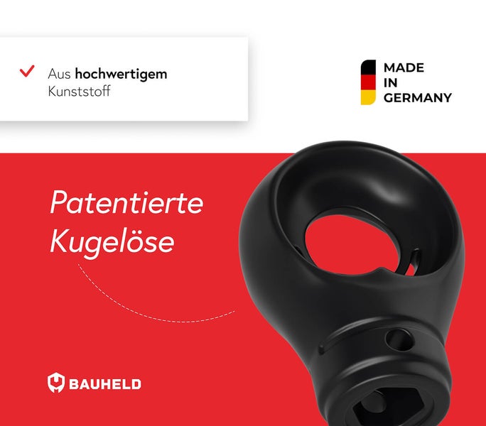 Bauheld Logo, Made in Germany Siegel, aus hochwertigem Kunststoff