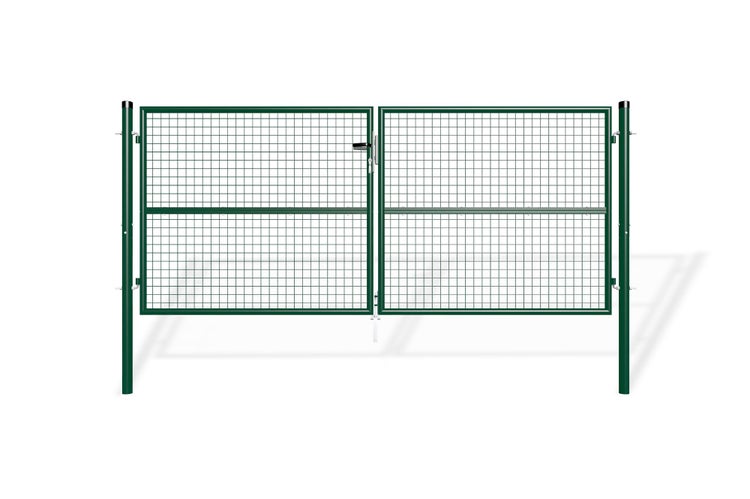 OLGA Doppelflügeltor für Stabmattenzaun 3m  Breite 306 x Höhe 131 cm  Moosgrün, inkl. Griff, Schloss und Schlüssel I Gartenpforte Einfahrtstor Hoftür
