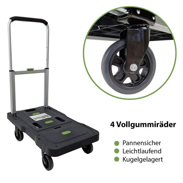 Plattformwagen klappbar 150 kg leicht mobil Transportwagen für Einkäufe Umzug Rollwagen