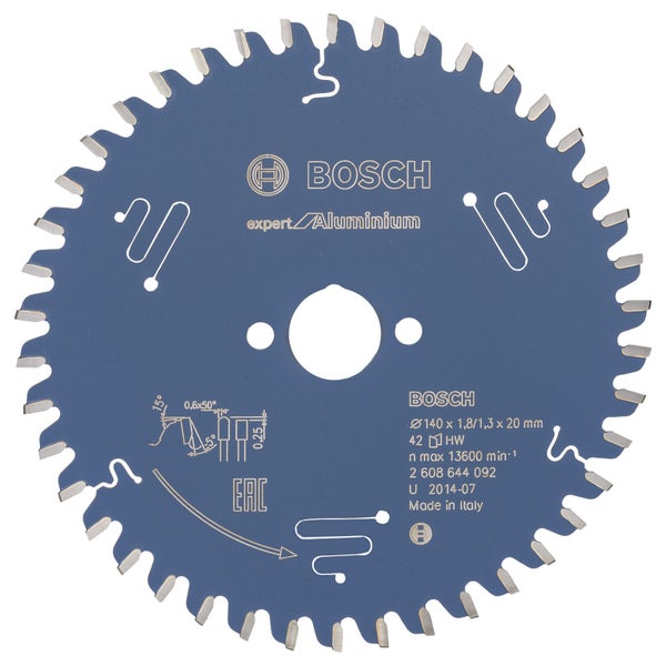 Bosch Kreissägeblatt Expert for Aluminium für Handkreissägen 140 x 20 x 1,8 mm 42 - 2608644092