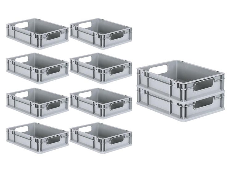 PROREGAL Spar Set 10x Eurobox Nextgen Economy Griffe Offen HxBxT 12 x 30 x 40 cm 11 Liter Eurobehälter Transportbox Transportbehälter