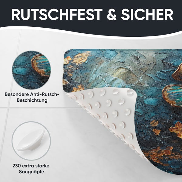 Rutschfeste Badematte mit Anti-Rutsch-Beschichtung und Saugnäpfen für sicheren Halt