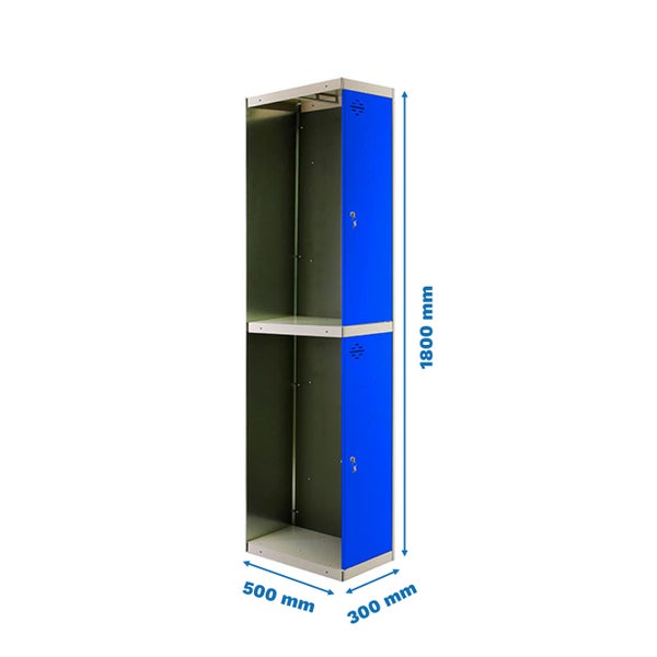Metall-Garderobenschrank mit zwei Fächern, 1800 mm hoch, 500 mm breit und 300 mm tief