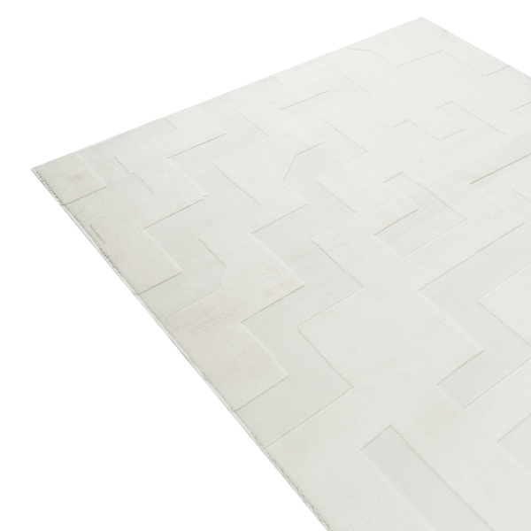 Moderner Wohnzimmerteppich mit geometrischem Reliefmuster in rechteckiger Form