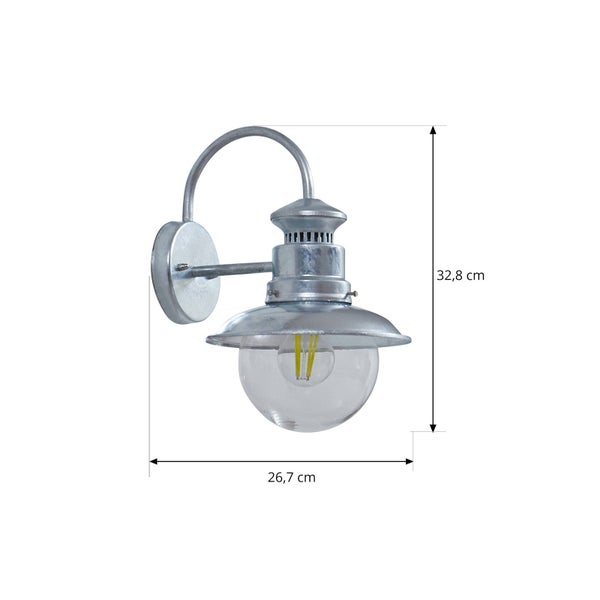 Lindby Wandleuchte außen (Laterne) Celinor (spritzwassergeschützt (Vintage, Industriell) in Chrom aus Metall (1 flammig E27) - Außenwandleuchten Wandlampe Led Außenlampe Outdoor für