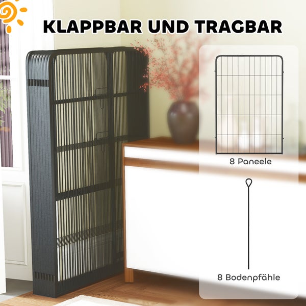 PawHut Welpenlaufstall 8-eckig Welpenauslauf mit 8 Gitterplatten Tür Erdspießen flexibel faltbar Schutzplane Freilaufgehege 100cm hoch Hundelaufstall für Hund Katze Welpengitter für drinnen draußen