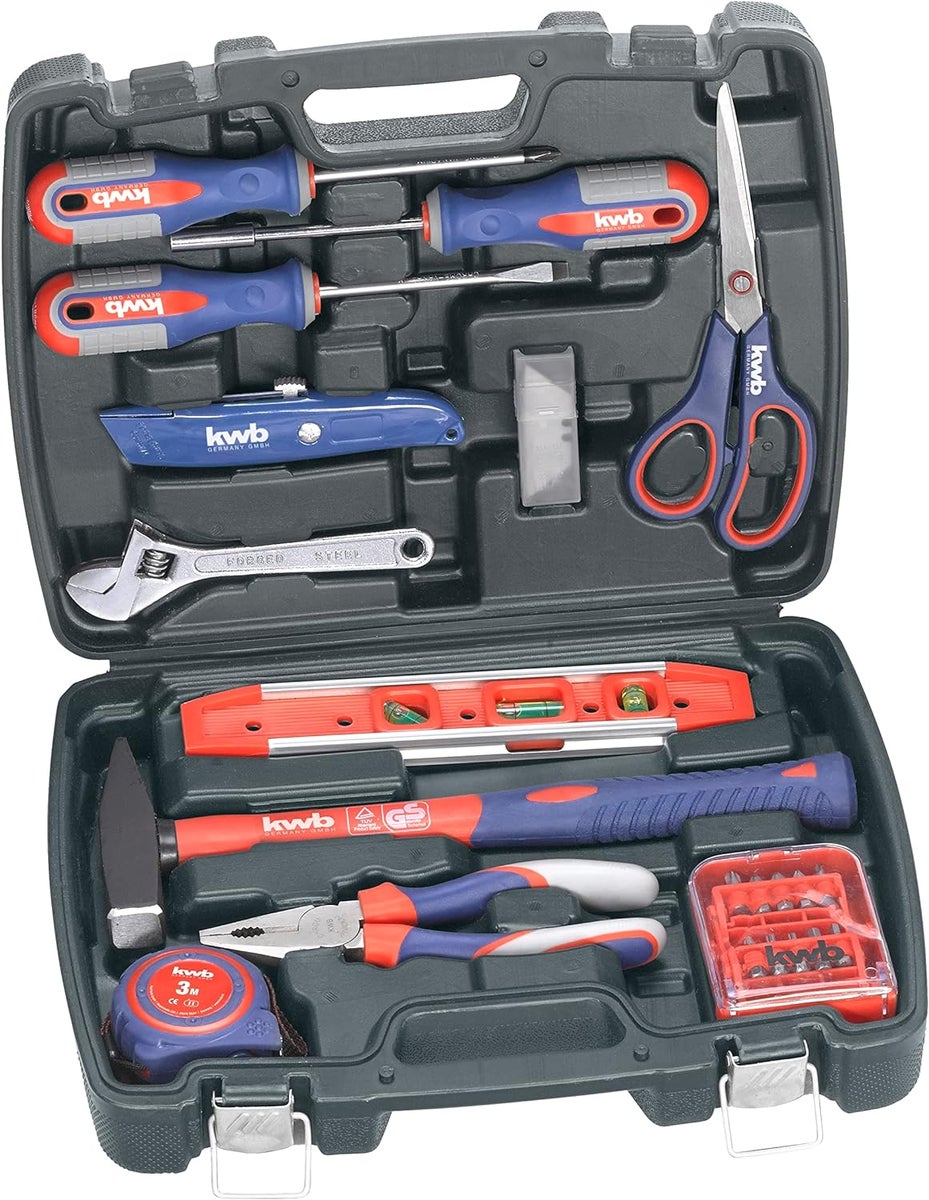 kwb Werkzeugkoffer aus robustem Hartkunststoff inkl. 40-tlg. hochwertigem Werkzeug-Set als perfekte Grundausstattung für den Haushalt, die Werkstatt oder den mobilen Einsatz