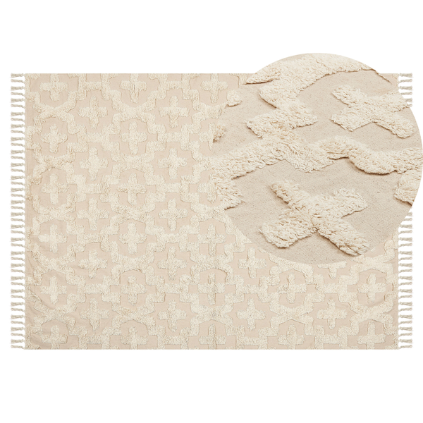 Teppich ITANAGAR Beige 140 x 200 cm Baumwolle