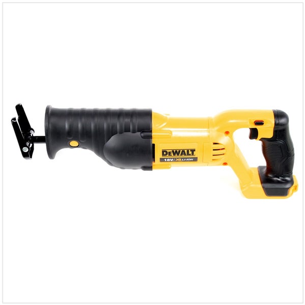 DeWalt 18 Volt XR Lithium-Ionen-Akku-Säbelsäge mit ergonomischem Handgriff und gummierter Grifffläche.