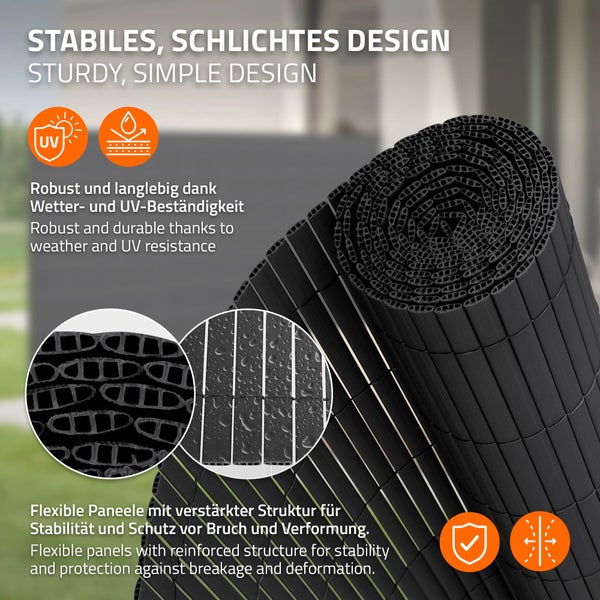ECD Germany PVC Sichtschutzmatte 100x300 cm, Anthrazit, Sichtschutzzaun 3-Gewicht-Verstärkung, UV-beständig, Wasserdicht, Windschutz Balkonverkleidung Zaunblende Sichtschutz für Garten Balkon Terrasse