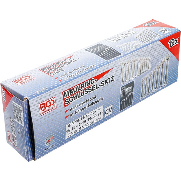 BGS Maulringschlüssel Satz mit 19 Teilen in Tetron Rolltasche