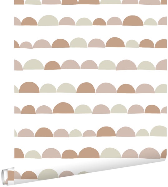 ESTAhome Tapete grafisches Motiv Altrosa und Terrakotta - 53 cm x 10.05 m - 139266