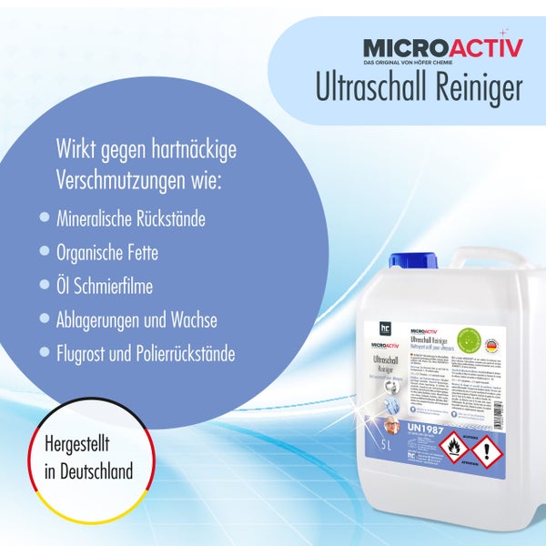 Microactiv Ultraschallreiniger für die Reinigung von Brillen, Schmuck und wasserfesten Uhren in einem 5 Liter Kanister