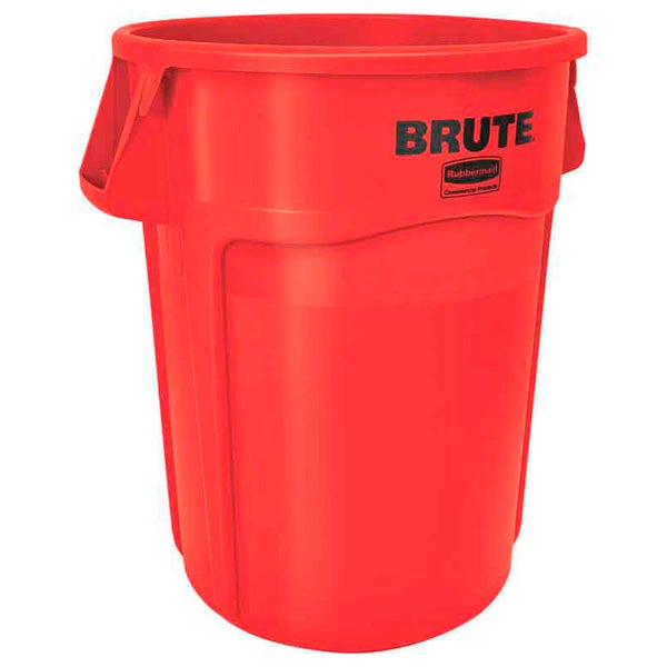 PROREGAL Rubbermaid Brute Runde Mehrzwecktonne Mit Belüftungskanälen 166,5 Liter HxBxT 79,6 x 71,7 x 61,2 cm Aus Widerstandsfähigem Kunststoff Rot