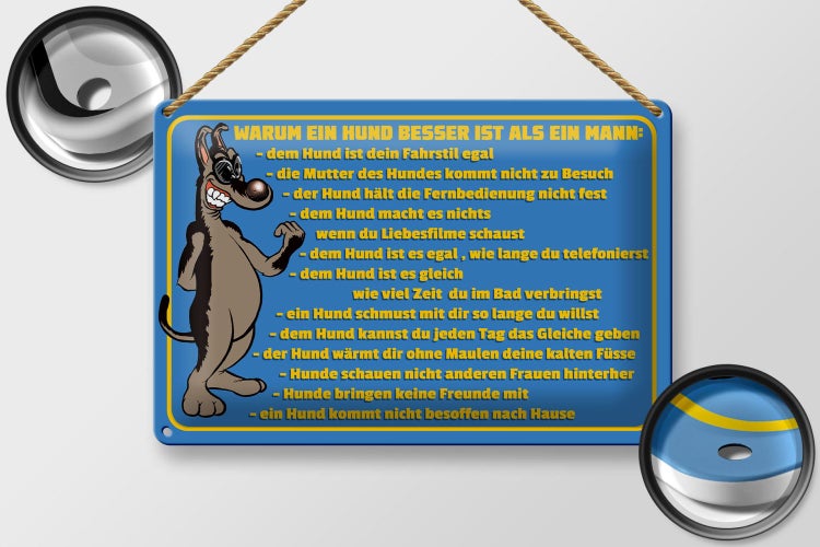 Dekoratives Schild mit lustigen Hundesprüchen als Wandschmuck