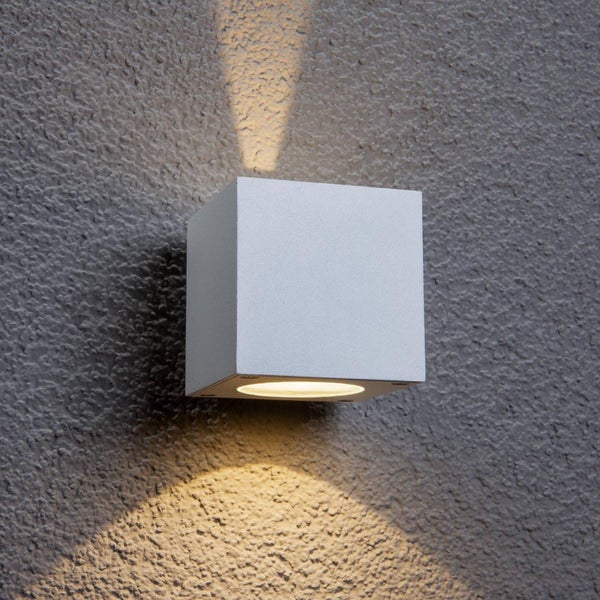 Lucande LED Wandleuchte außen Jarno (spritzwassergeschützt (Modern) in Weiß aus Aluminium (2 flammig, ) - Außenwandleuchten Wandlampe Led Außenlampe Outdoor für Außenwand/Hauswand