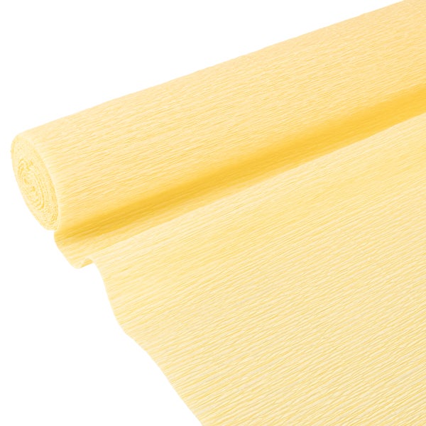 Rolle hellgelbes Bastelkrepp mit strukturierter Oberfläche für Bastelarbeiten.
