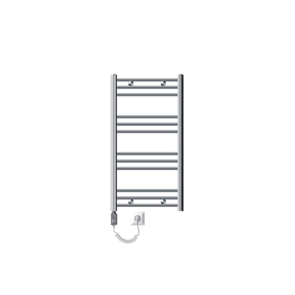 ECD Germany Badheizkörper Elektrisch ECO 500 x 800 mm mit Heizstab 300W Chrom gebogen mit Seitenanschluss-Design Heizkörper Handtuchwärmer Handtuchtrockner Handtuchheizkörper Handtuchheizung Heizung