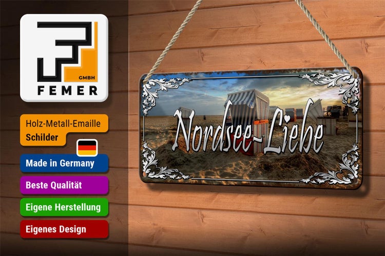 Blechschild Spruch 27x10cm Nordsee - Liebe Dekoration