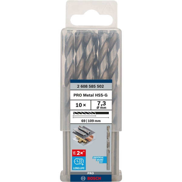 Bosch Pro Metall HSS-G Metallbohrer Set, 10 Stück