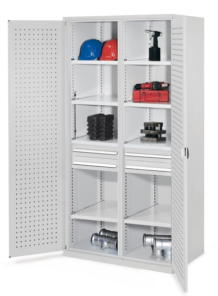 Werkstattschrank mit Regalen und Werkzeugen