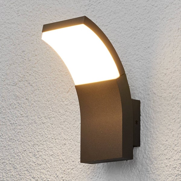Lucande LED Wandleuchte außen Timm (spritzwassergeschützt (Modern) in Schwarz aus Aluminium (1 flammig, ) - Außenwandleuchten Wandlampe Led Außenlampe Outdoor für Außenwand/Hauswand