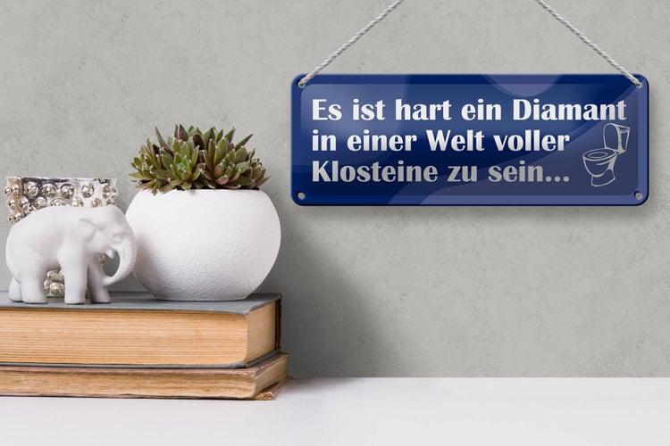 Blechschild Spruch 27x10cm Es ist hart als Diamant unter Klosteinen