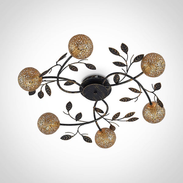 Lucande Deckenlampe Evory (Florentiner) in Schwarz aus Metall (6 flammig, G9) - Florentiner Deckenleuchte Lampe Wohnzimmerleuchte