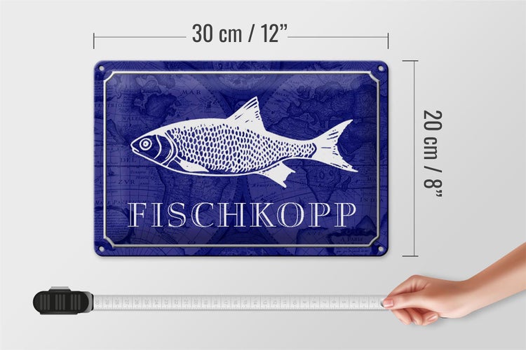 Blechschild Spruch 30x20cm Fischkopp Fisch Schild