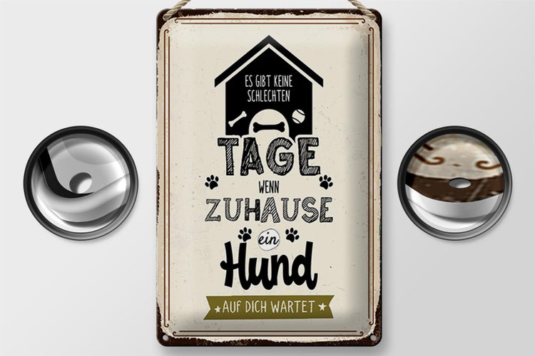 Blechschild Spruch 20x30cm Wenn zuhause ein Hund auf dich wartet