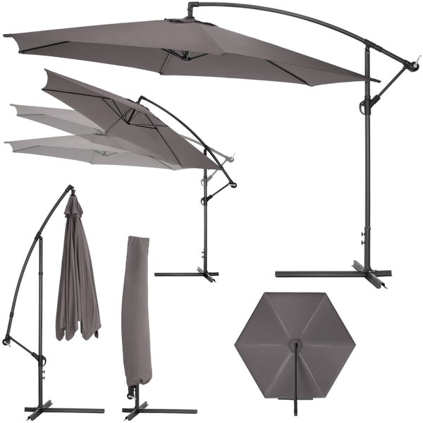 Sonnenschirm tectake Ciccio inklusive Schutzhülle Ø 350 cm grau