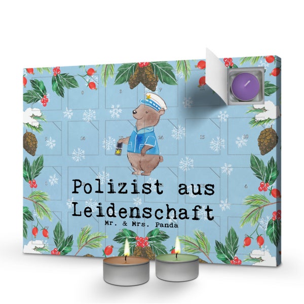 Mr. & Mrs. Panda Duftkerzen Adventskalender Polizist Leidenschaft - Blau Pastell