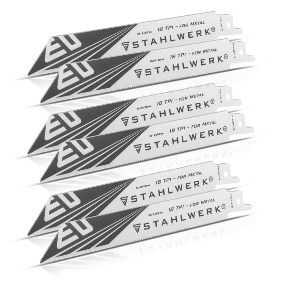 Stahlwerk Säbelsägeblätter für Metall, 18 TPI, 150 x 19 Millimeter, Set