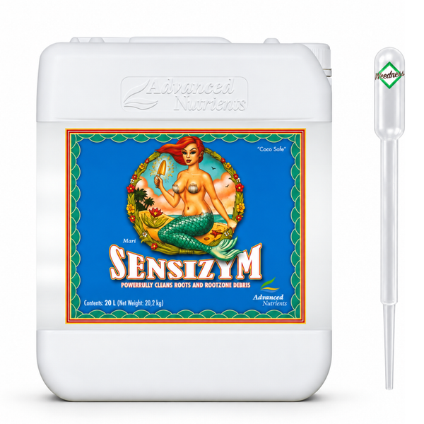 Advanced Nutrients Sensizym Enzymdünger im zwanzig Liter Kanister mit Pipette zur Wurzelreinigung für Pflanzen.