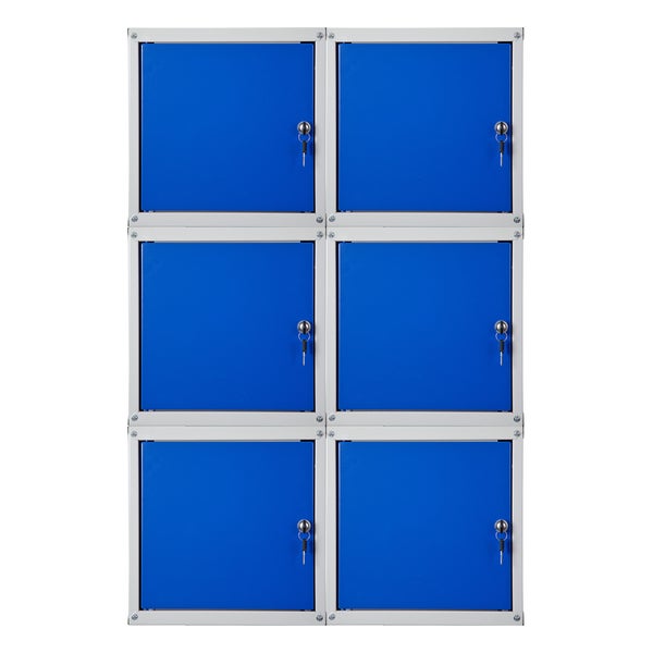 PROREGAL Mega Deal 6x Schließfachwürfel Cubic HxBxT 35 x 35 x 35 cm Grau-Blau