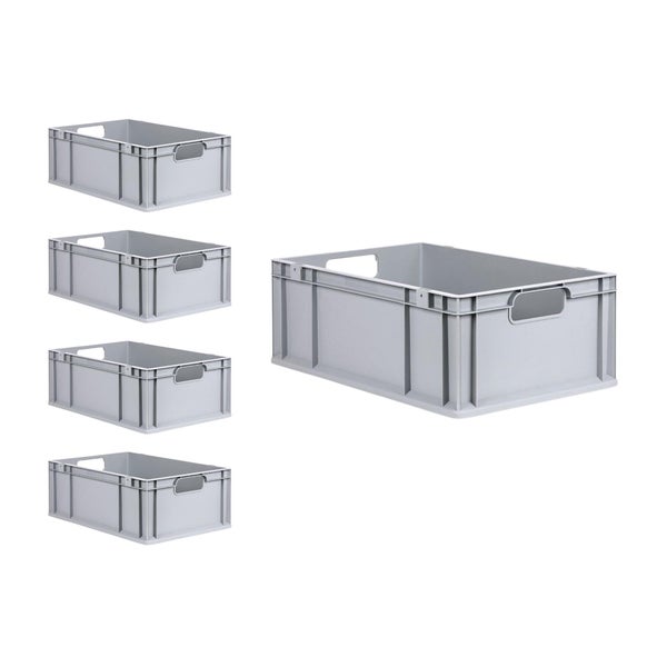 PROREGAL Spar Set 5x Eurobox Nextgen Economy Mit Auflagedeckel & 4x Schiebeschnappverschlüsse Grün Griffe Offen HxBxT 22 x 40 x 60 cm 44 Liter