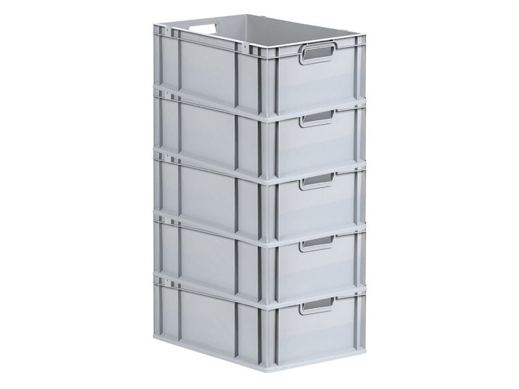 PROREGAL Spar Set 5x Eurobox Nextgen Economy Griffe Offen HxBxT 22 x 40 x 60 cm 44 Liter Eurobehälter Transportbox Transportbehälter