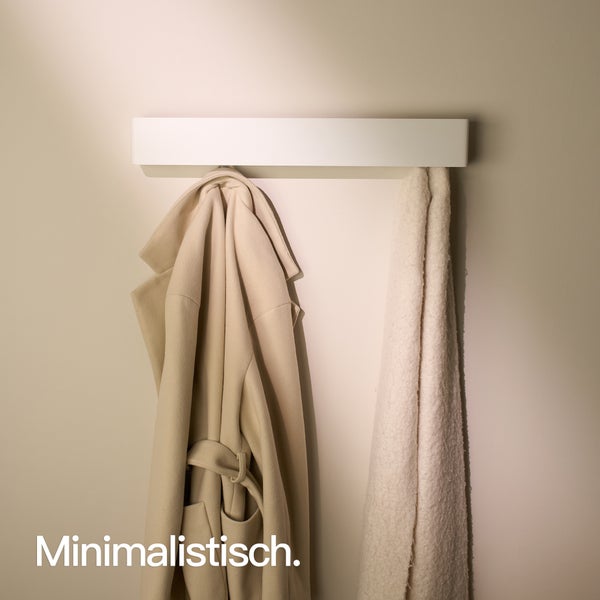 Designfabrik Hamburg Garderobe mit versteckten Haken  |  Wandgarderobe Weiß 57 cm
