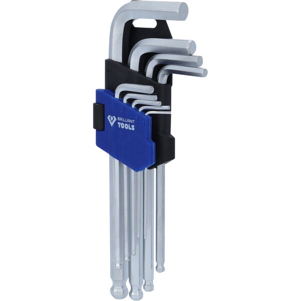 BRILLIANT TOOLS Winkelstiftschlüssel-Satz 9tlg. Innensechskant-Profil kurz - BT045009