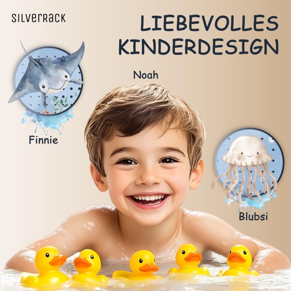 SilverRack Badewannenmatte Kinder rutschfest [100x40cm] - Antirutschmatte Badewanne BPA frei - Badematte Kinder - für Baby & Kinder - Antirutsch Matte - Bath Mat - Rochen Unterwasserwelt Blau