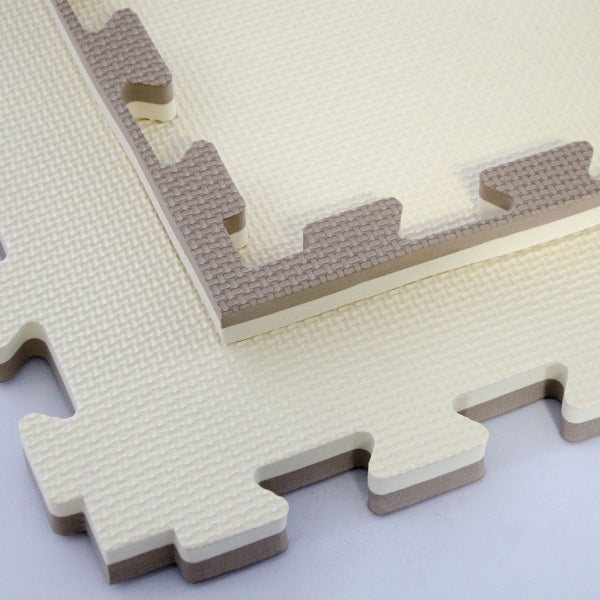 90x90cm XL Trainingsmatte - 25mm dicke Sportmatte mit Rand Beige Braun