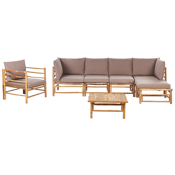 Gartenmöbelset aus Bambus mit Sofa, Sessel und Tisch