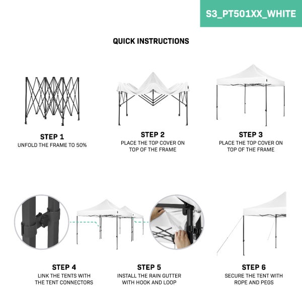 VONROC Pavillon 6x3m wasserdicht stabil - Partyzelt EasyUp System [3Min Aufbau] Popup Faltpavillon modular erweiterbar als Festival Zelt, Gartenpavillon