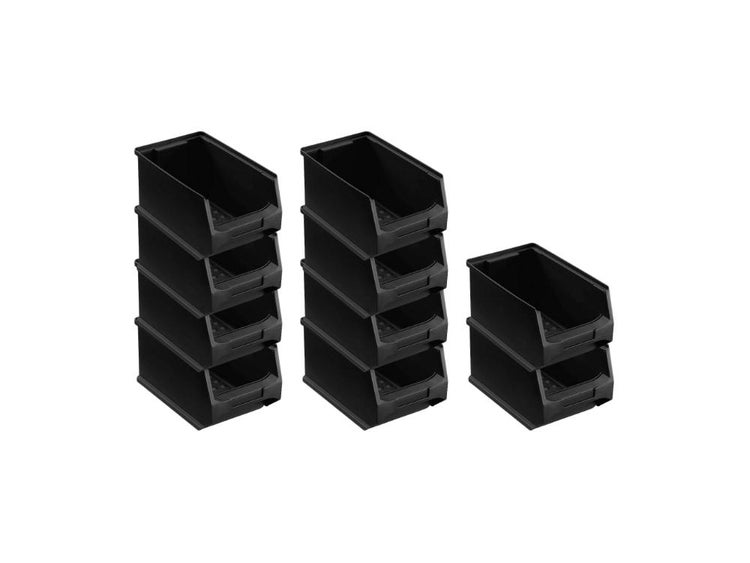 PROREGAL SparSet 10 x Leitfähige Sichtlagerbox 3.0 HxBxT 12,5 x 14,5 x 23,5 cm 2,8 Liter ESD Sichtlagerbehälter Sichtlagerkasten