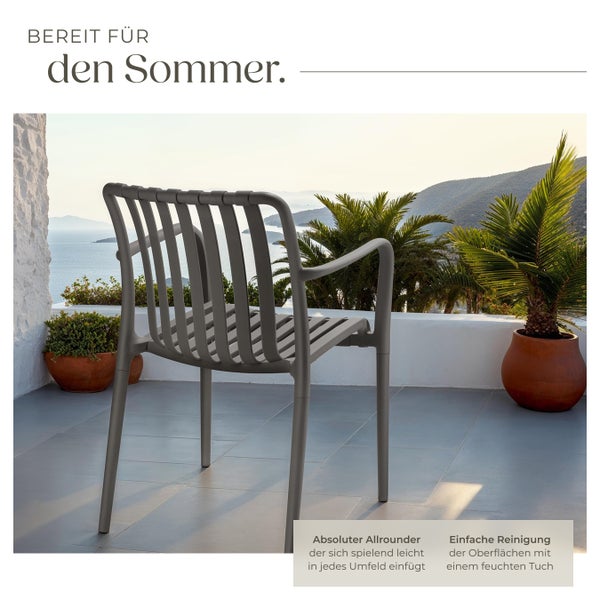 Gartenstühle tectake Alcudia 54,5 x 58 x 80,5 cm, Belastbarkeit 120 kg wetterfest und UV-beständig anthrazit