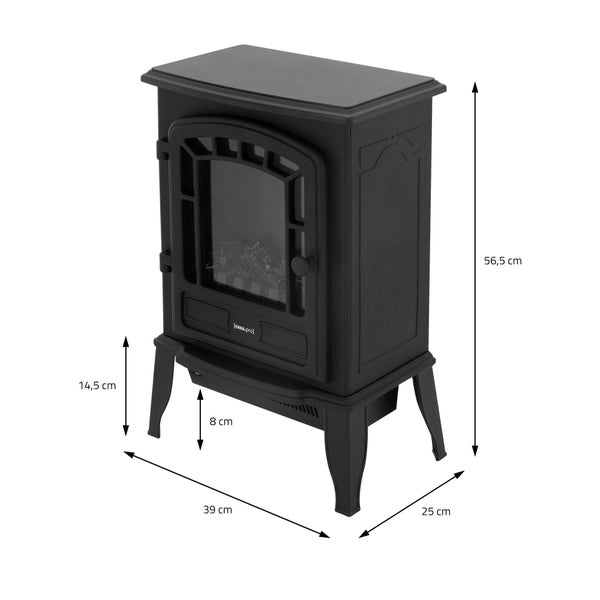 ML-Design Elektrokamin mit Heizlüfter 2000W Schwarz 39x25x56,5cm regelbar geräuscharm Elektro Kamin mit täuschend echtem Flammeneffekt Elektrischer Heizung LED Kaminfeuer Effekt Kaminofen Heizer Ofen